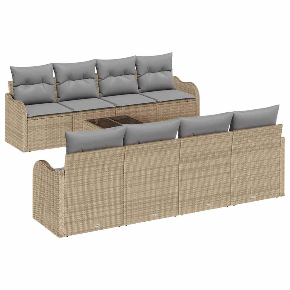 Ensemble de canapé de jardin avec coussin 9 pcs beige et gris