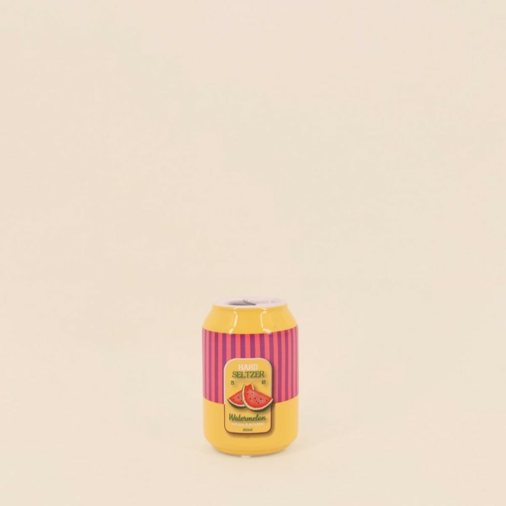 Vase canette limonade jaune, rose 11cm