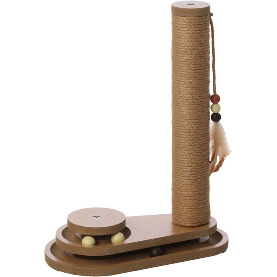 Poteau griffoir et circuit de balles volta brun pour chat