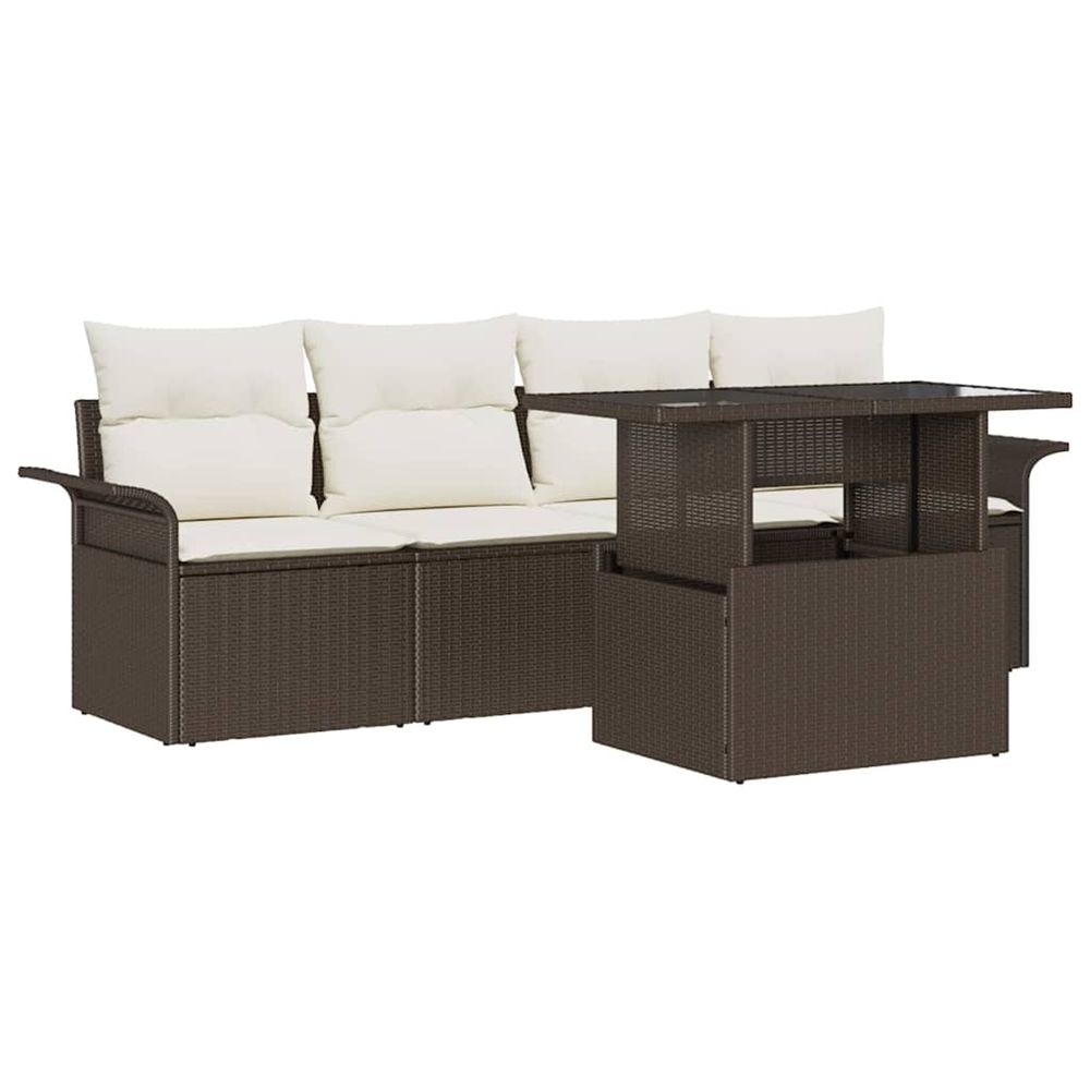 Ensemble de canapé de jardin 5 pc marron