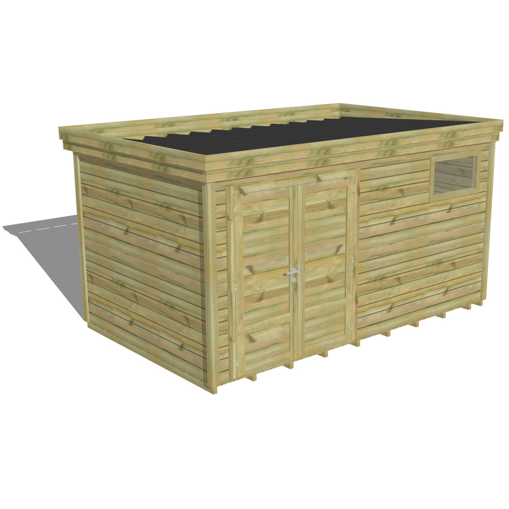 Abri de jardin bois pin traité autoclave 27mm - 4,34x2,64m / 11m2 - bac acier - plancher bois