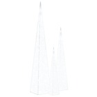 Jeu de cônes lumineux à led acrylique blanc froid 60/90/120 cm