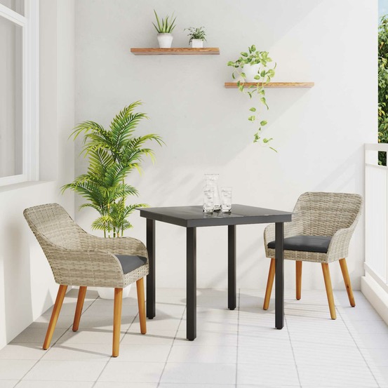 Ensemble de salle à manger pour jardin 3 pcs gris clair
