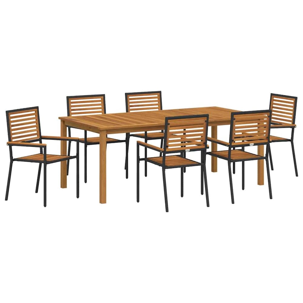 Ensemble de salle à manger pour jardin 7 pc noir