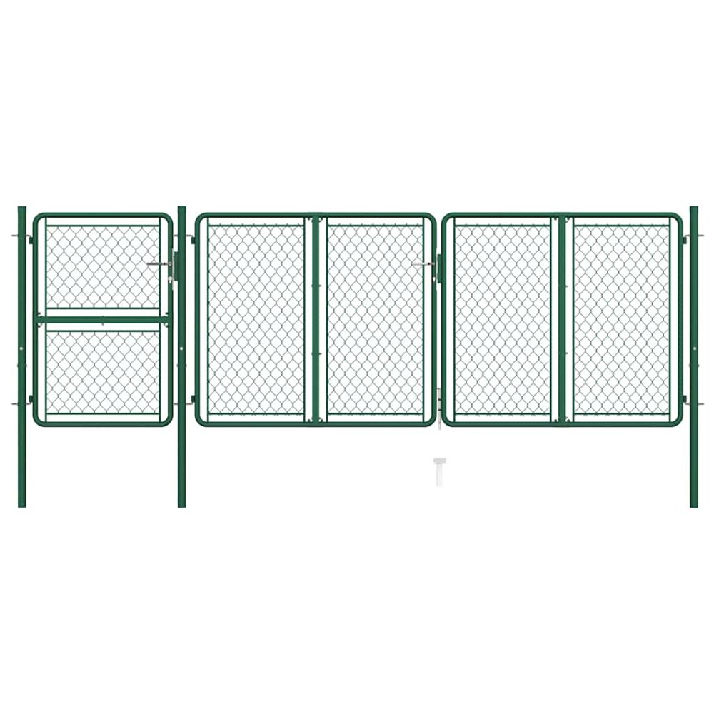 Portail de jardin en acier vert 400 x 125 cm