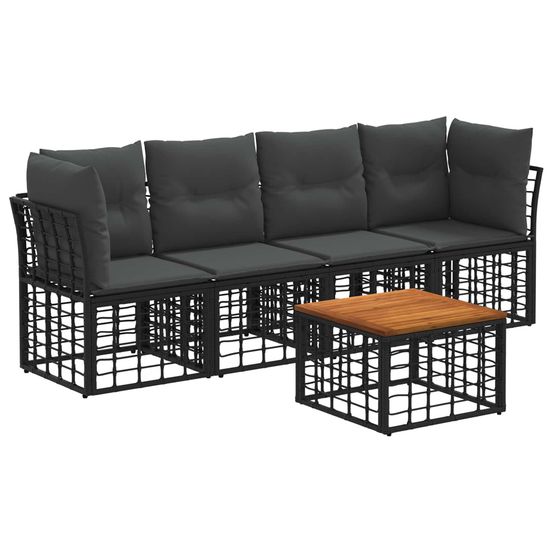 Ensemble de canapés d'extérieur 5 pc noir et gris foncé