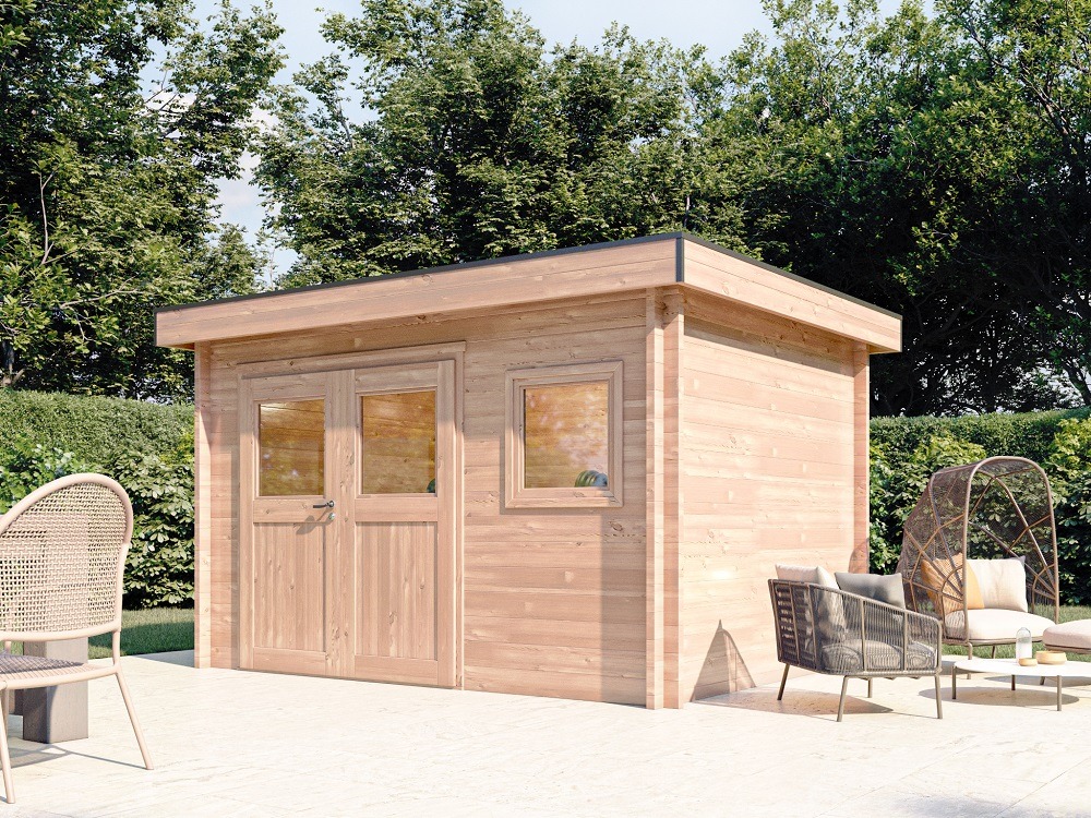 Chalet de jardin chevril 12m² - bois douglas 55mm - porte & fenetre bois - toiture acier