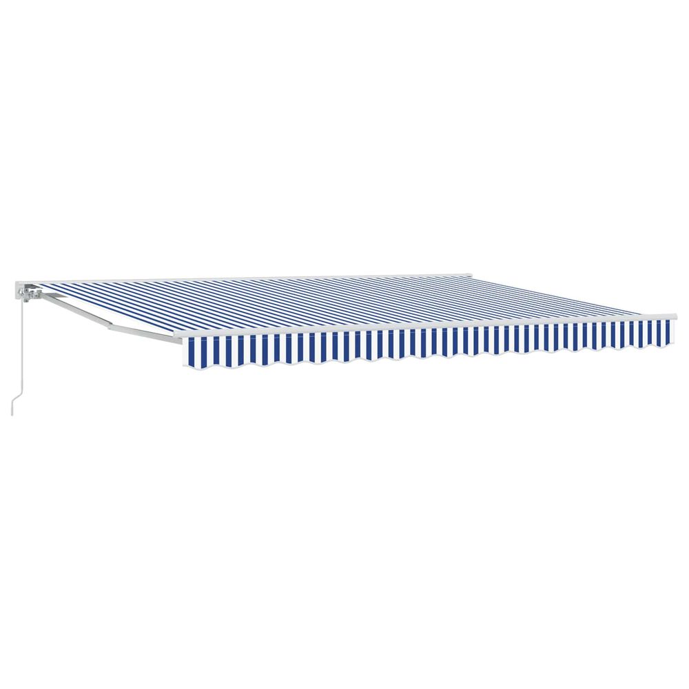 Auvent rétractable manuel bleu et blanc 5 x 3 m