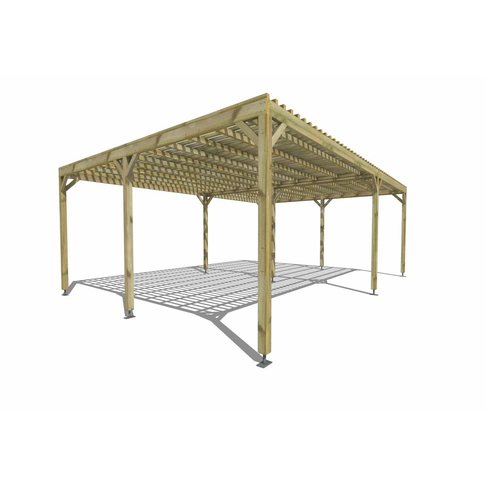 Pergola bois • 7m x 5m • indépendante • sens largeur • lattage bois • livraison comprise