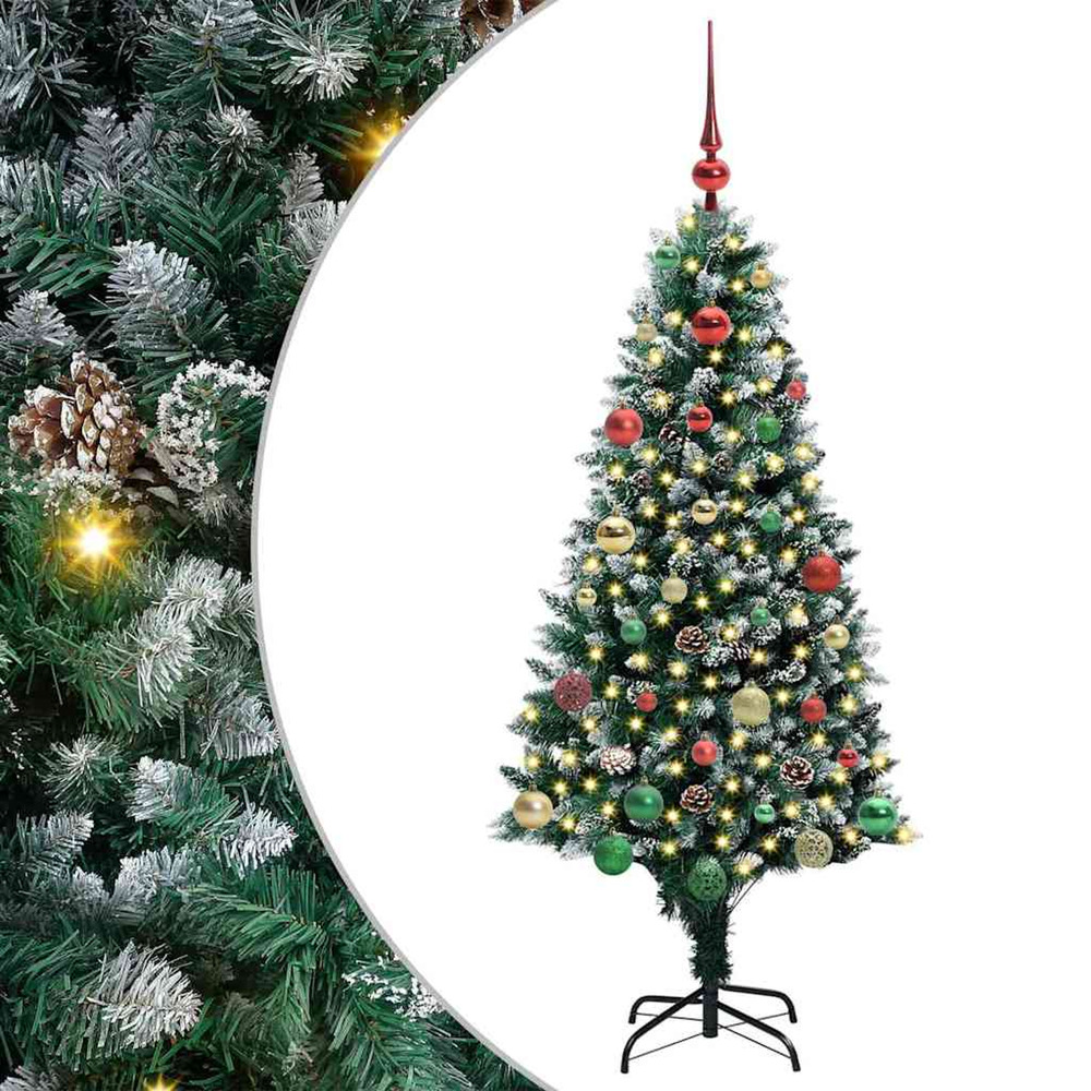 Sapin de noël artificiel vert 150 cm pvc, acier et plastique