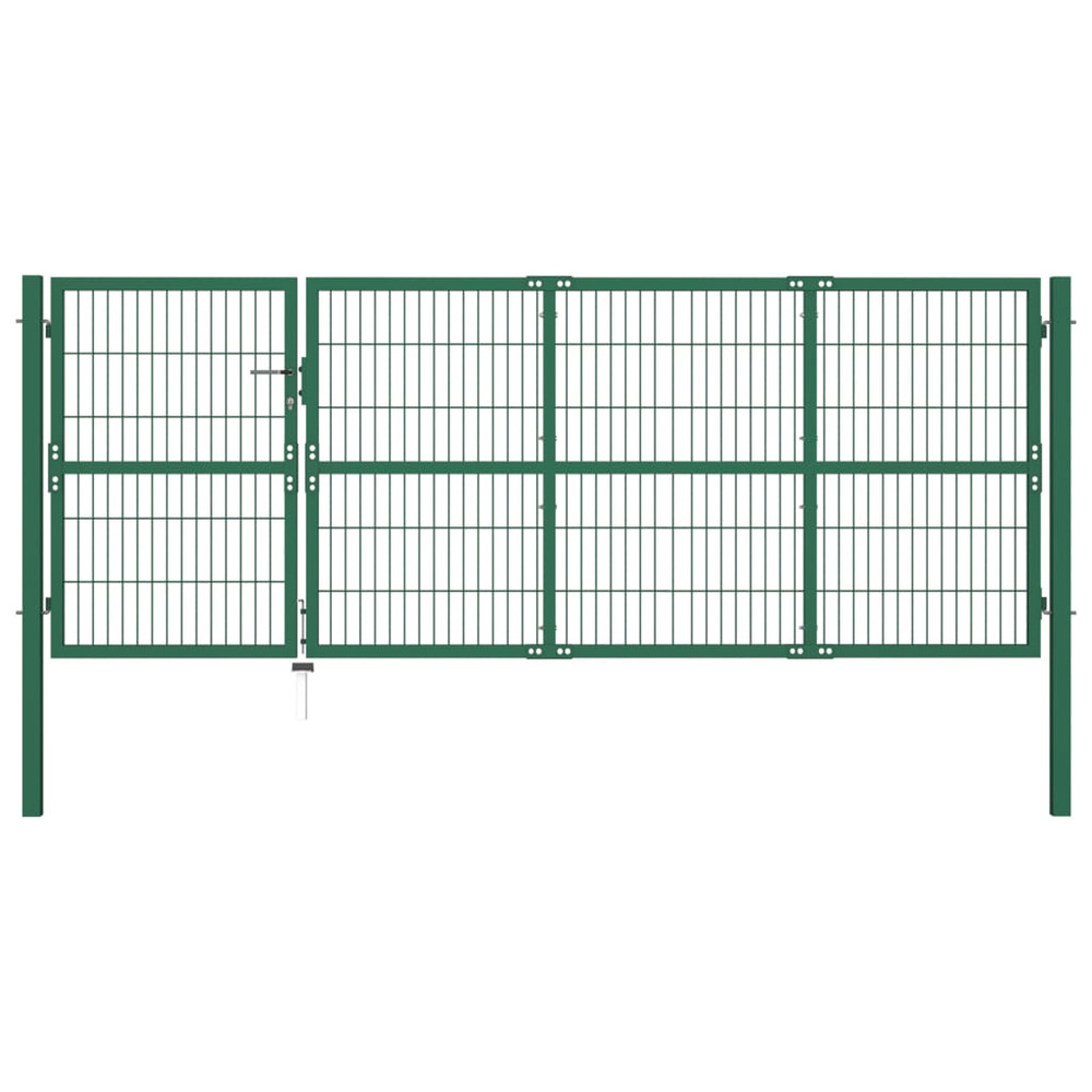 Portail de jardin avec poteaux 350 x 120 cm, acier vert