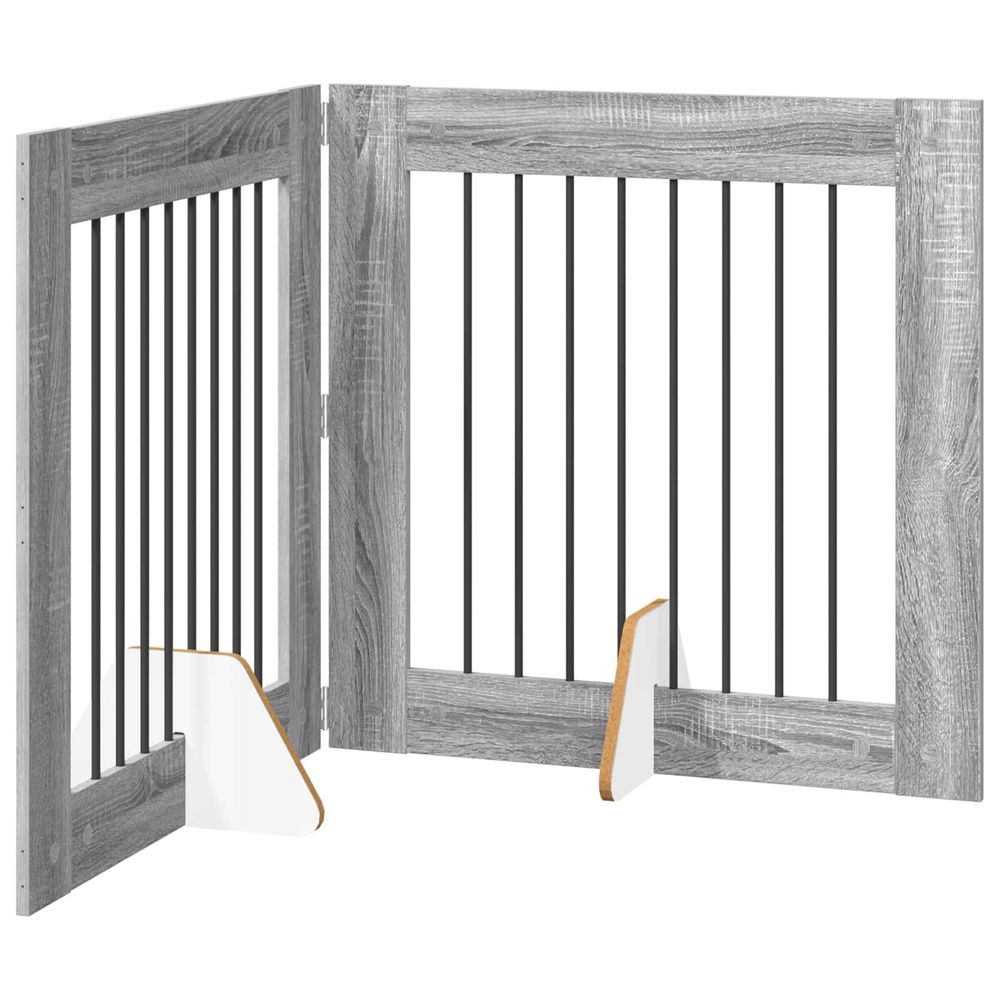 Porte de chien pliable avec supports 2 pc sonoma gris 160,5 cm