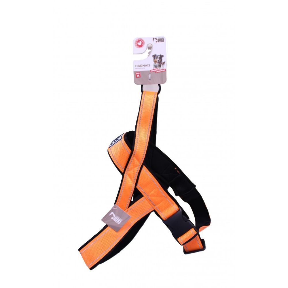 Mon ami luki - harnais réfléchissant chien- forme y - orange - chien - aille m - 3.8x59cmx60-70 cm