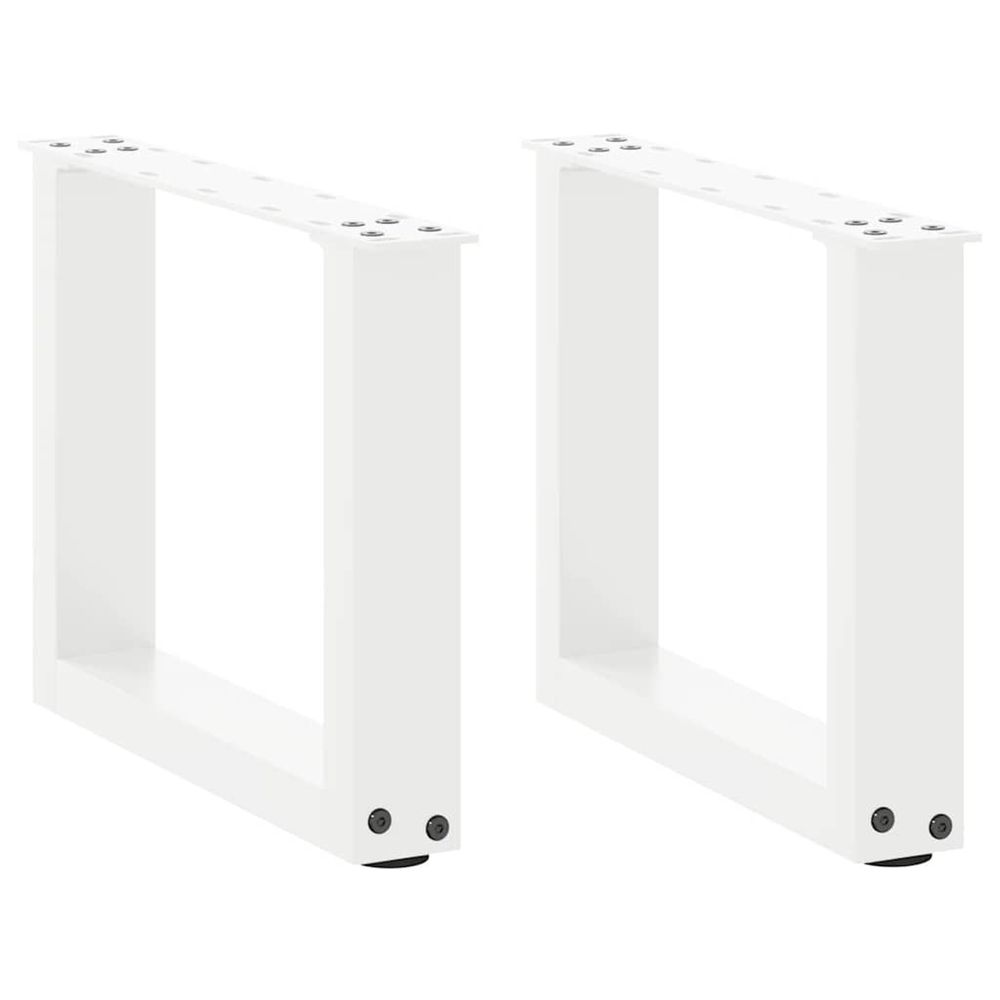 Pieds de table basse en u 2 pièces blanc 40 x (30-31) cm acier