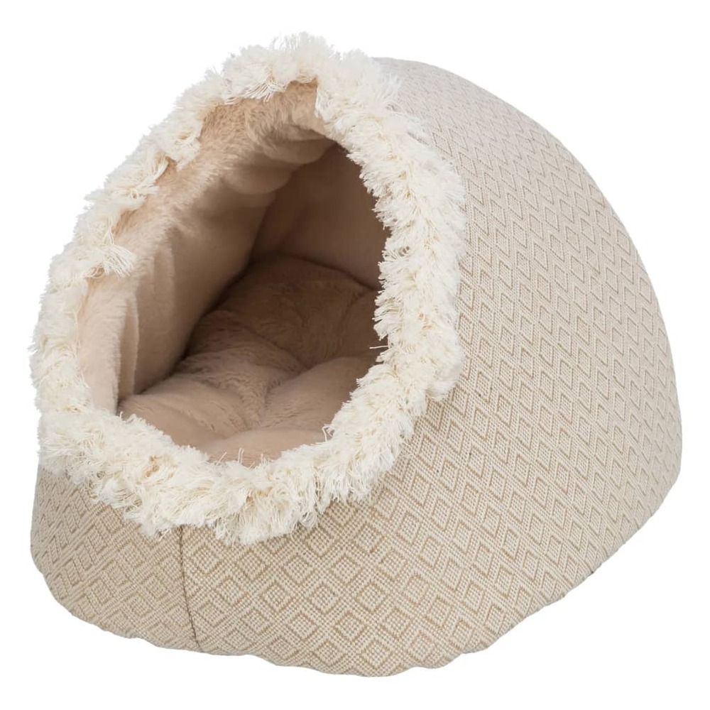 Lit cachette pour animaux de compagnie boho 35x26x41 cm beige