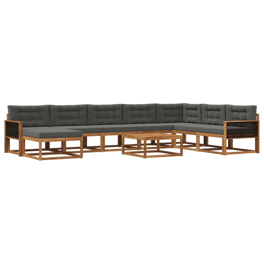 Ensemble de canapés d'extérieur 9 pcs naturel et anthracite