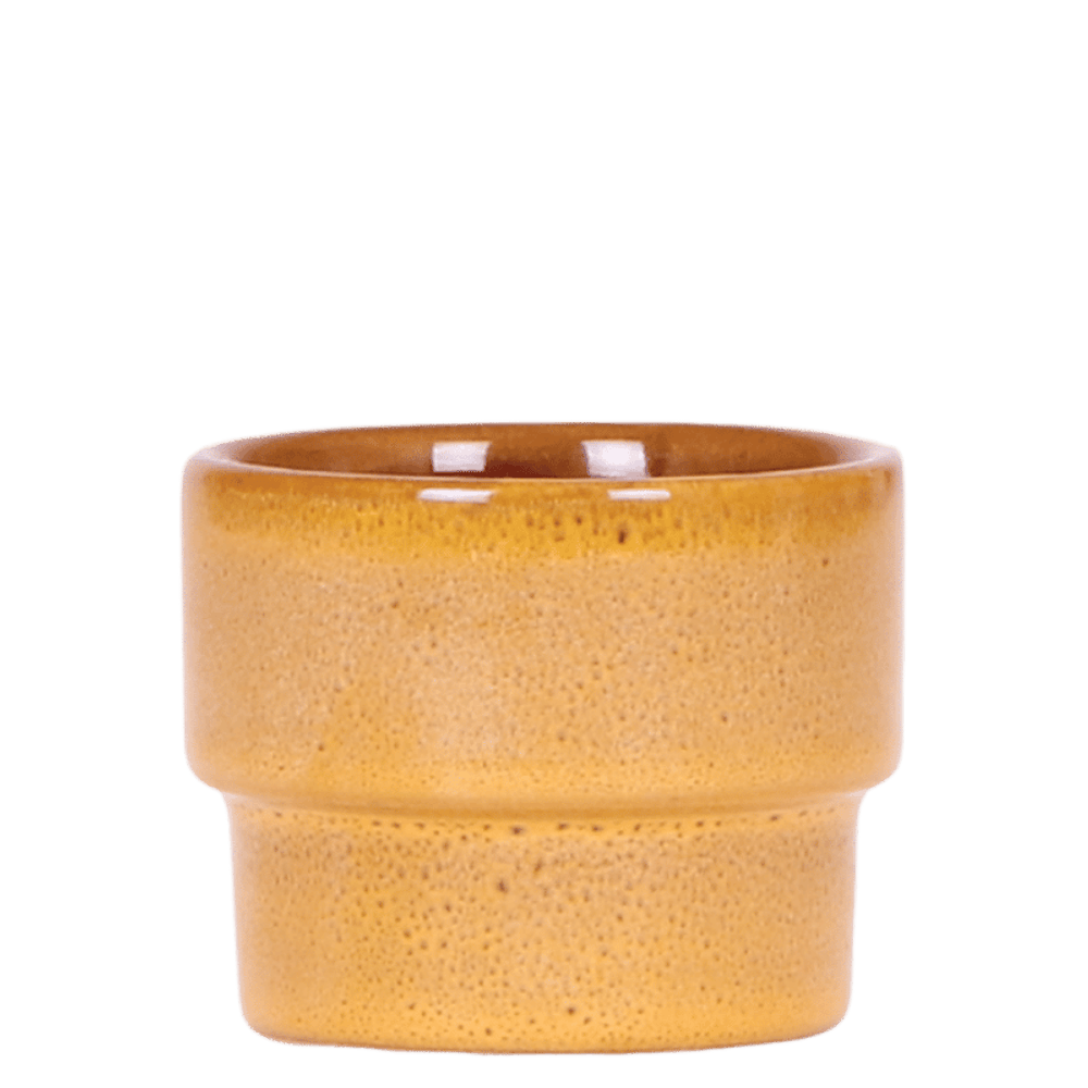 Cache-pot céramique émaillé moucheté - esprit seventies - orange - ø9cm