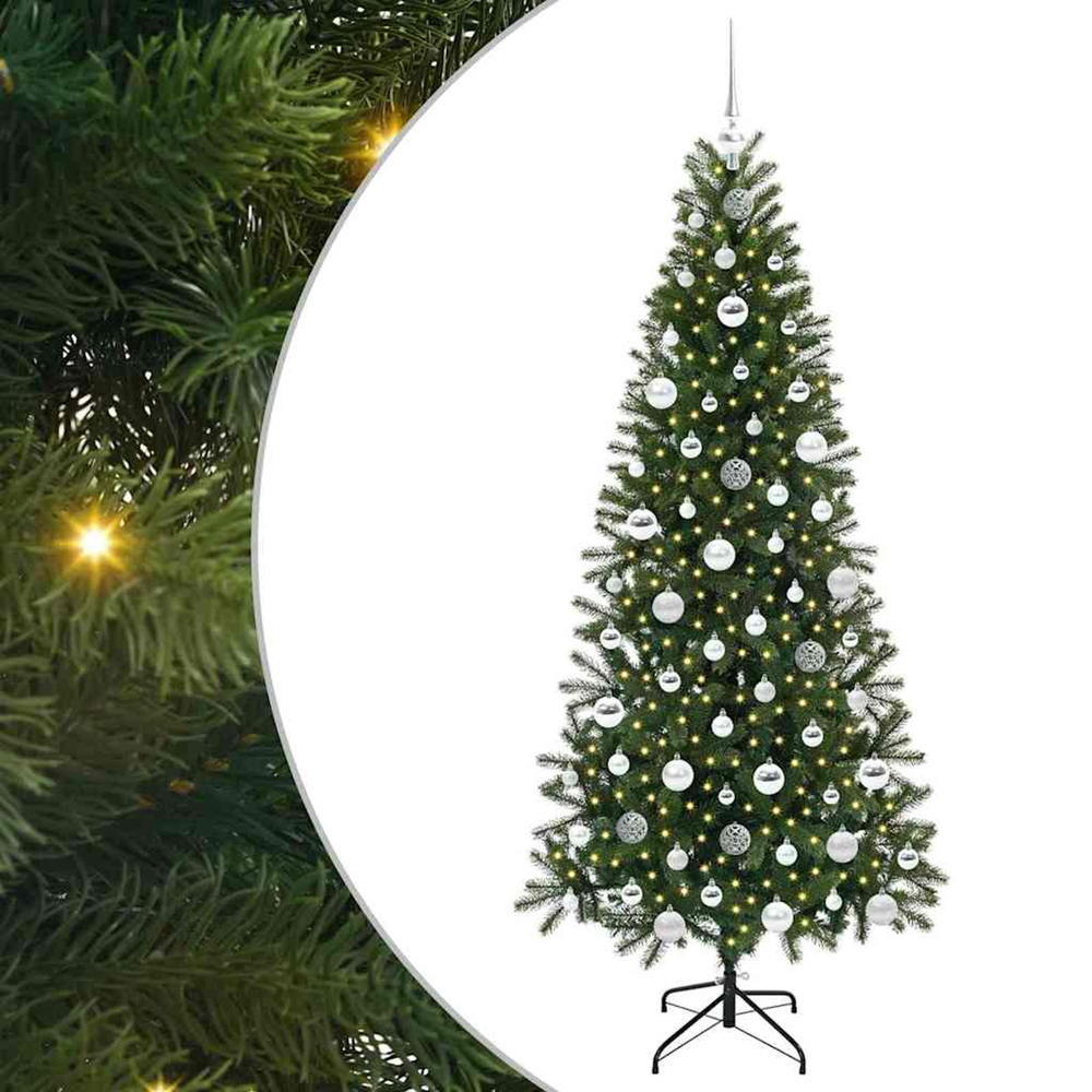 Sapin de noël artificiel avec 300 led vert 180 cm pe et pvc