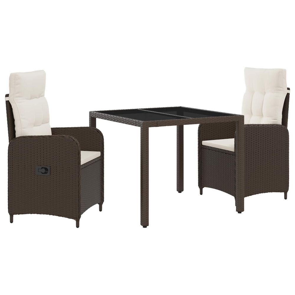 Ensemble de repas extérieur 3 pc marron et crème blanche