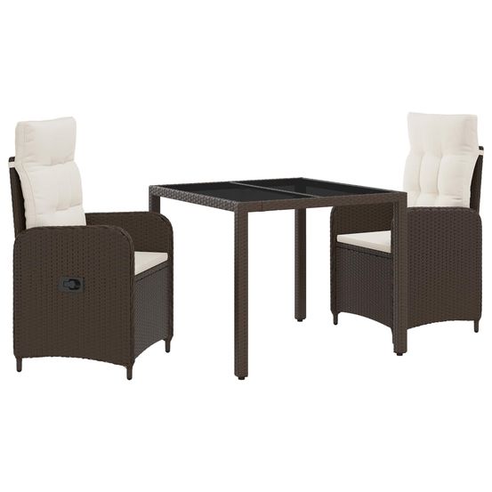 Ensemble de repas extérieur 3 pc marron et crème blanche