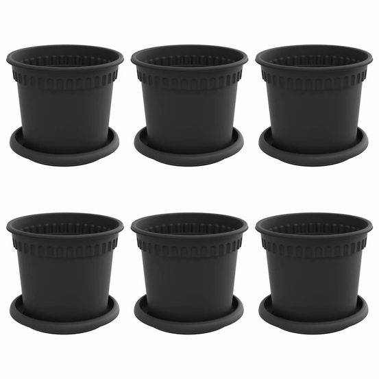 Pots de plantes 6 pc noir plastique