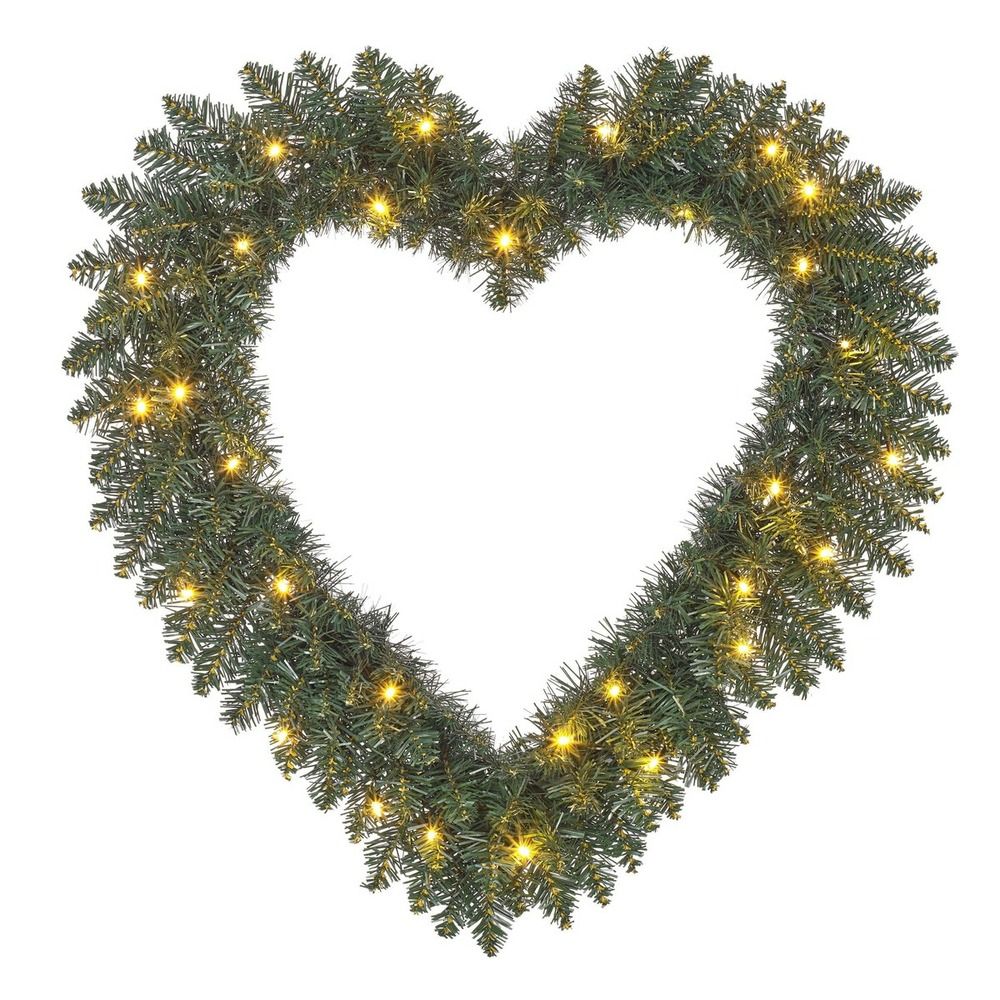 Black box trees couronne cœur led - décoration murale chaleureuse pour noël - idéal comme cadeau avec aiguilles souples pour