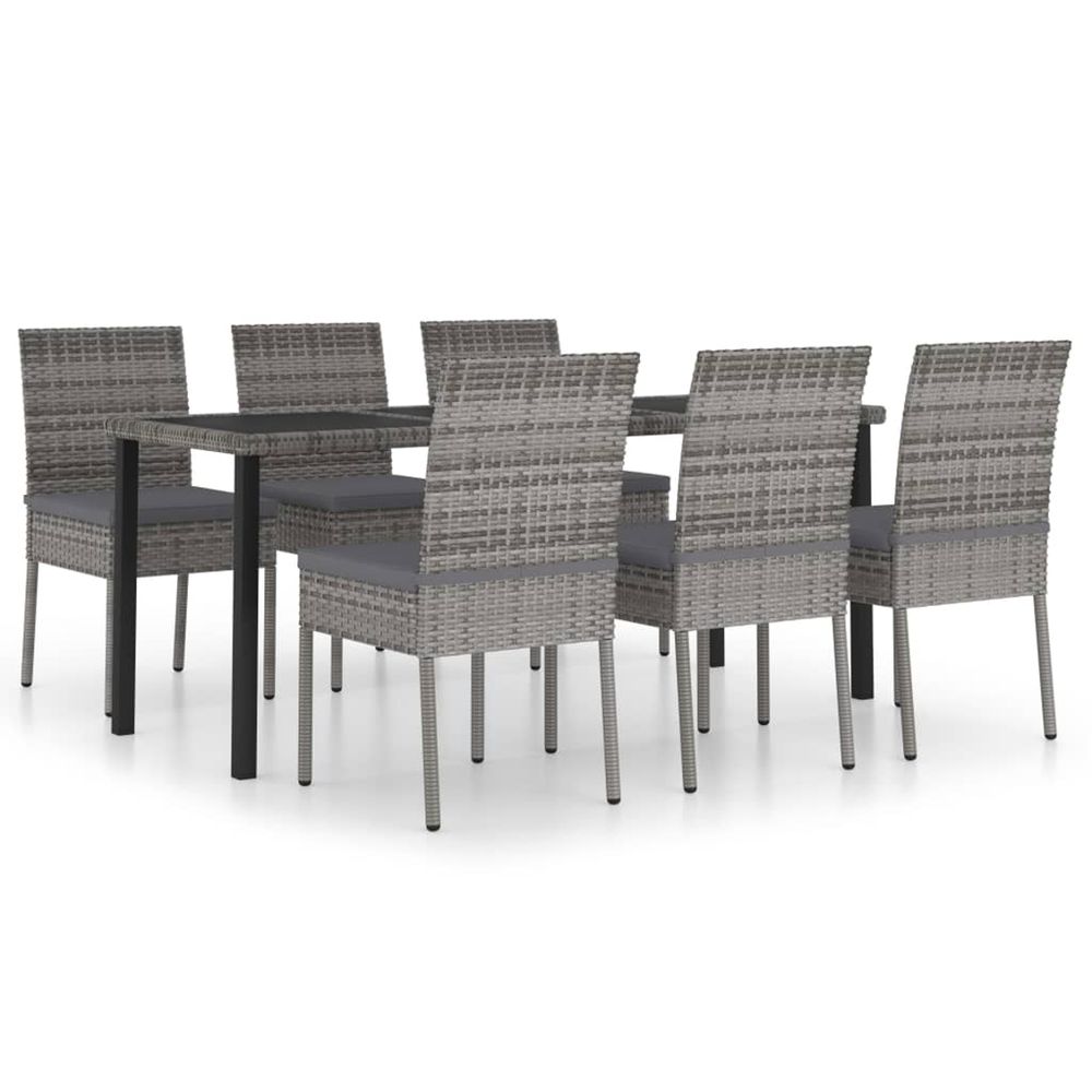 Ensemble à manger de jardin 7 pcs résine tressée gris