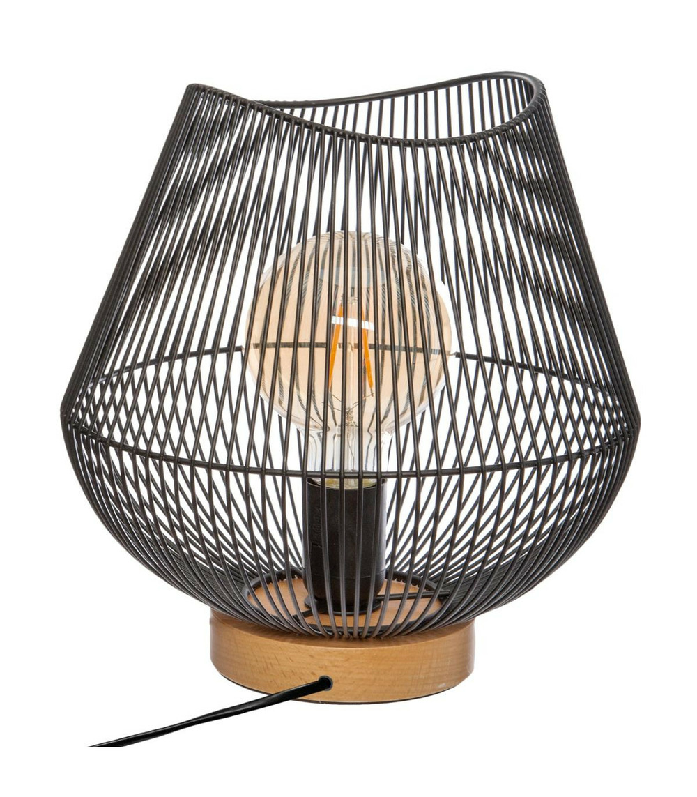 Lampe à poser en métal filaire noir h 28 cm