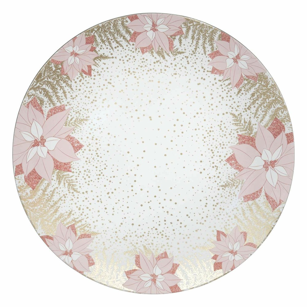 Lot de 12 dessous d'assiette fleur d.33 cm - rose et or