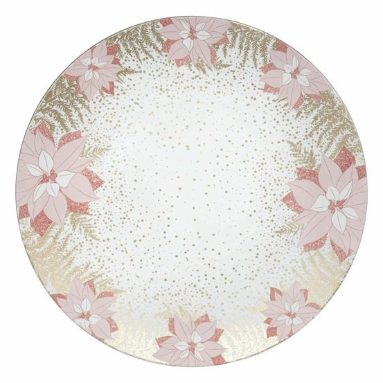 Lot de 12 dessous d'assiette fleur d.33 cm - rose et or