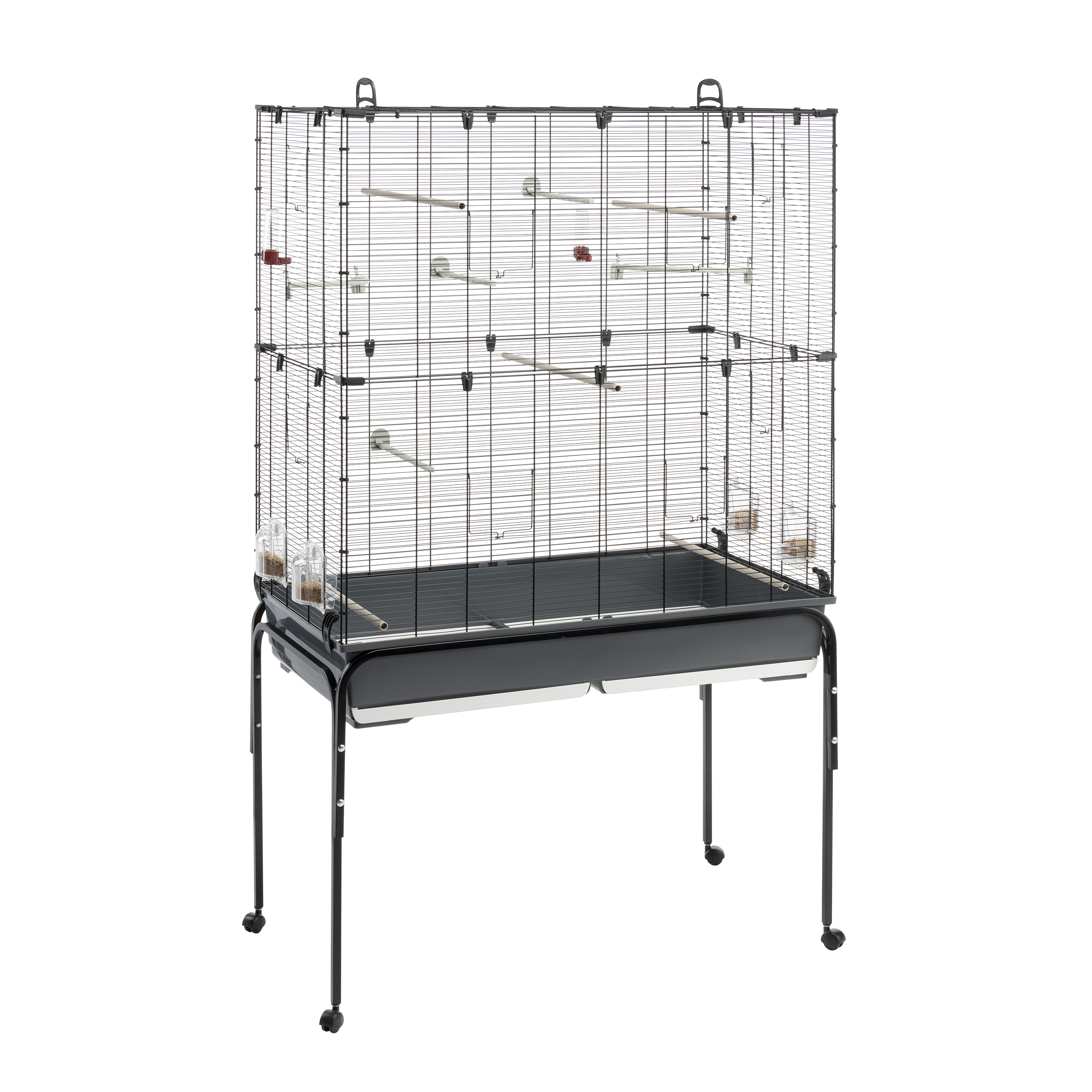 Ferplast cage oiseaux planeta, volière, perruche, canari, petits oiseaux, avec mangeoire et accessoires, support à roulettes