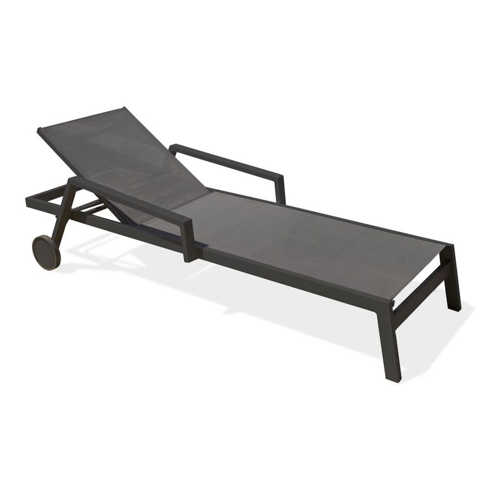 Chaise longue Ibiza anthracite sur roulettes