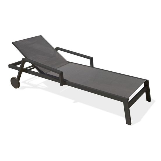 Chaise longue Ibiza anthracite sur roulettes