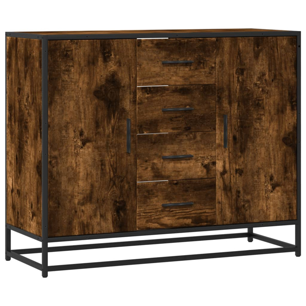 Buffet chêne fumé 92x35x76 cm bois d'ingénierie