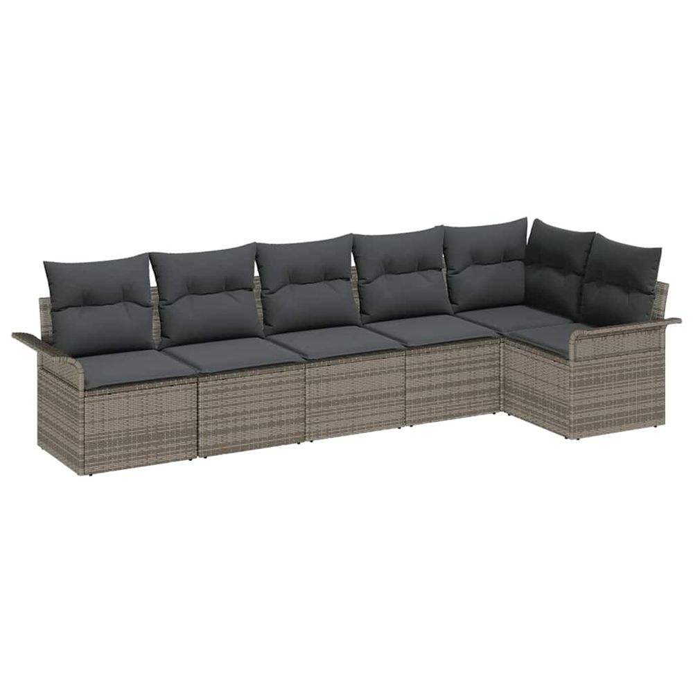 Ensemble de canapé de jardin 6 pc gris polyrotin