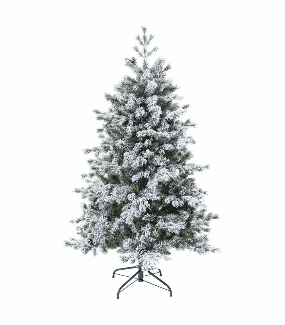 Sapin de noël artificiel vert floqué enneigé qualité premium h 180 cm