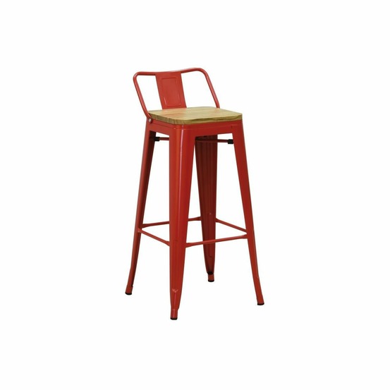 Tabouret de bar en métal et bois d'orme huilé