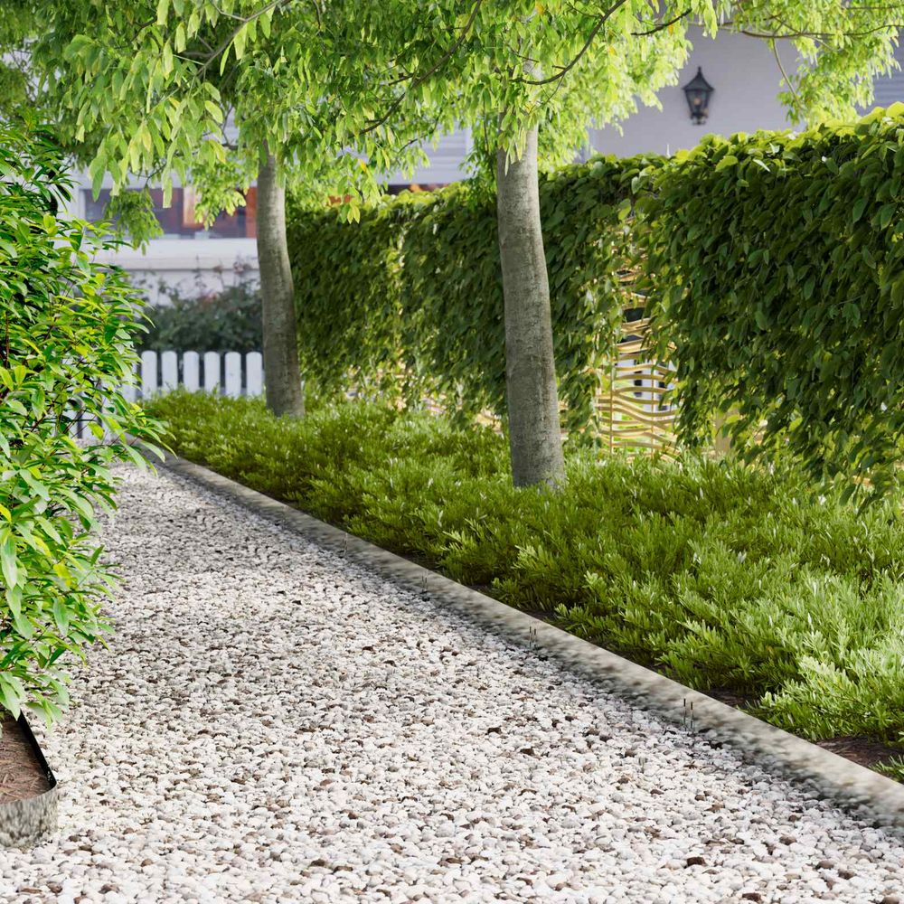Délimitation de jardin acier extérieur séparation claire des espaces 100x15cm argenté