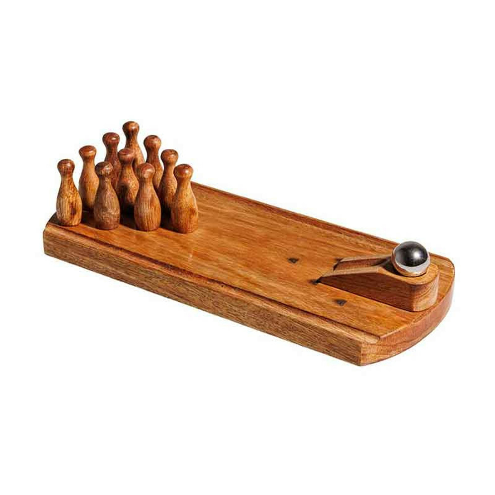 Jeu de bowling miniature manguier massif 8x31x13cm