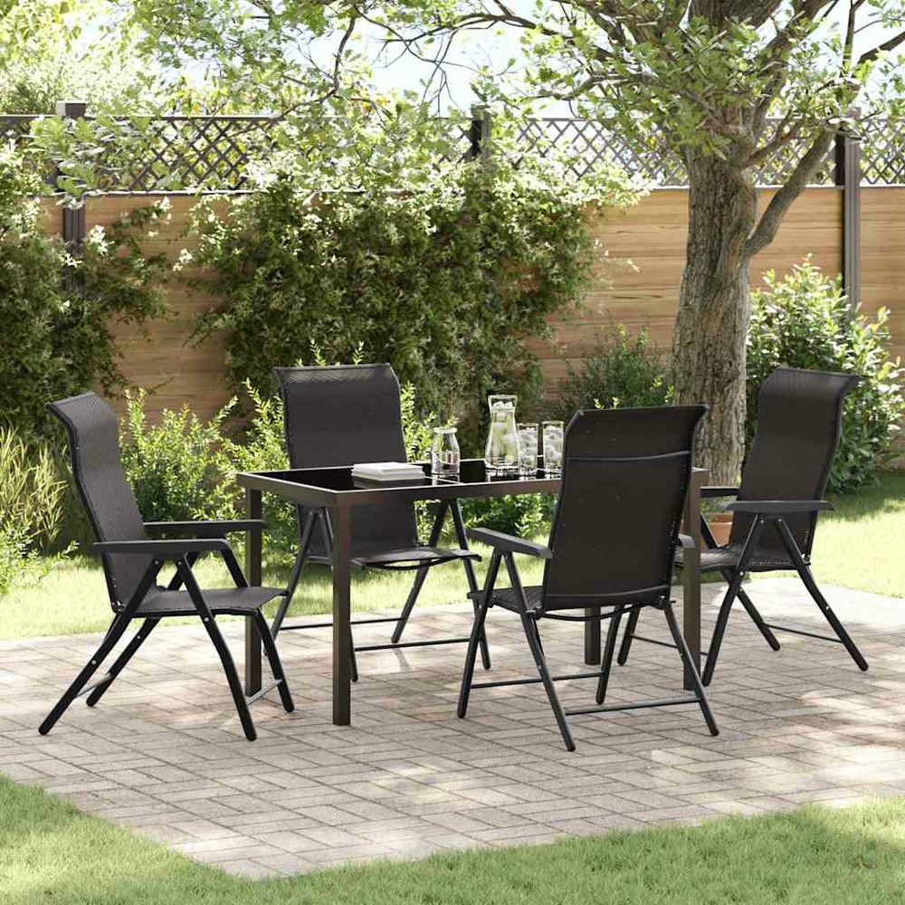 Ensemble de salle à manger pour jardin 5 pcs noir café