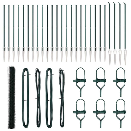 Clôture avec poteaux vert 1.5 x 50 m acier recouvert de pvc