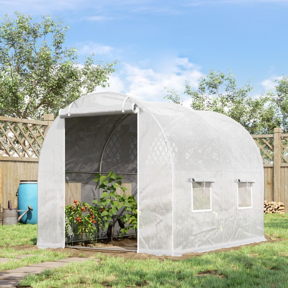 Serre tunnel de jardin 6 m² acier galvanisé 298 x 197 x 189 cm bâche pe blanche anti-uv - comfortxl outdoor living