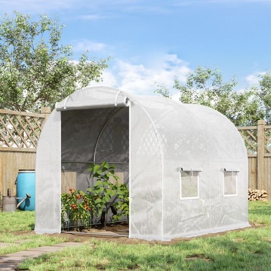 Serre tunnel de jardin 6 m² acier galvanisé 298 x 197 x 189 cm bâche pe blanche anti-uv - comfortxl outdoor living