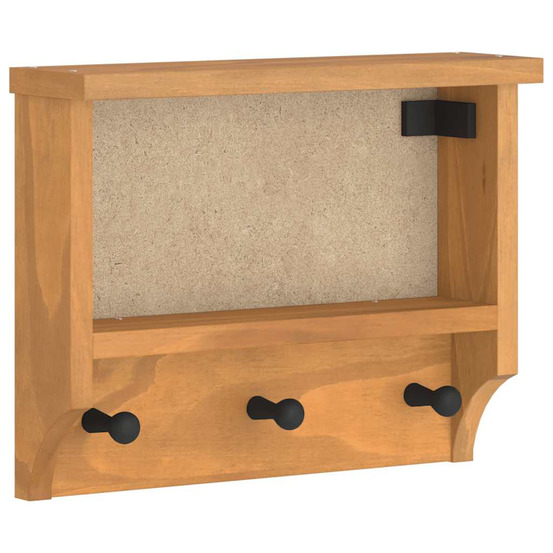 Porte-manteau mural sandnes 45x12x35 cm bois massif pin