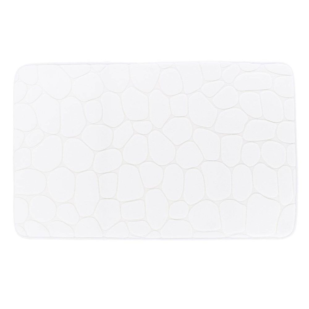 Tapis memoire de forme microfibre galet 50x80cm - blanc