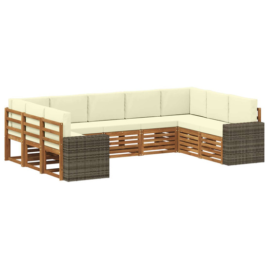 Ensemble de canapé d'angle 9 pcs naturel et crème polyester