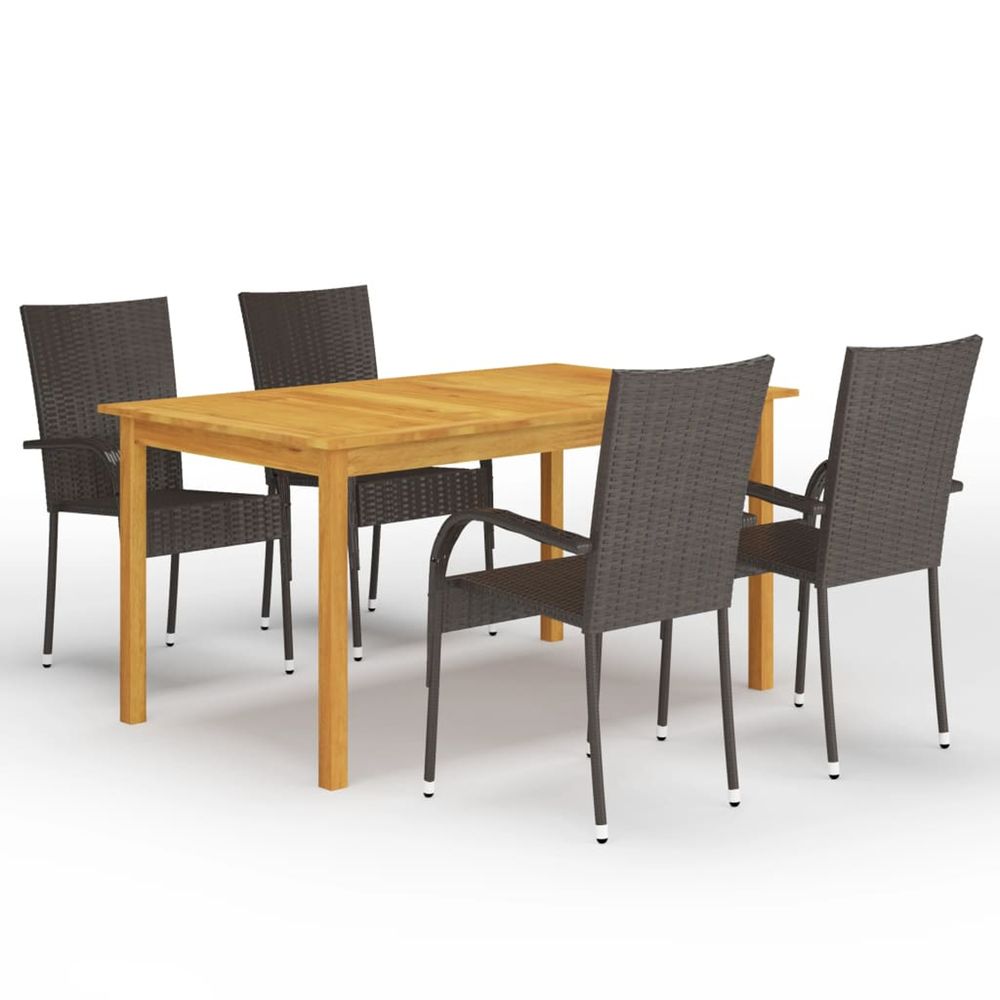 Ensemble à manger de jardin 5 pcs marron