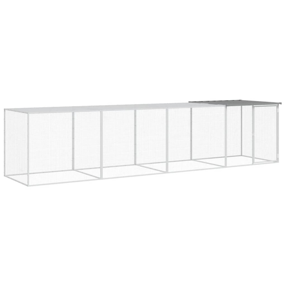 Poulailler avec toit gris clair 403x98x90 cm acier galvanisé