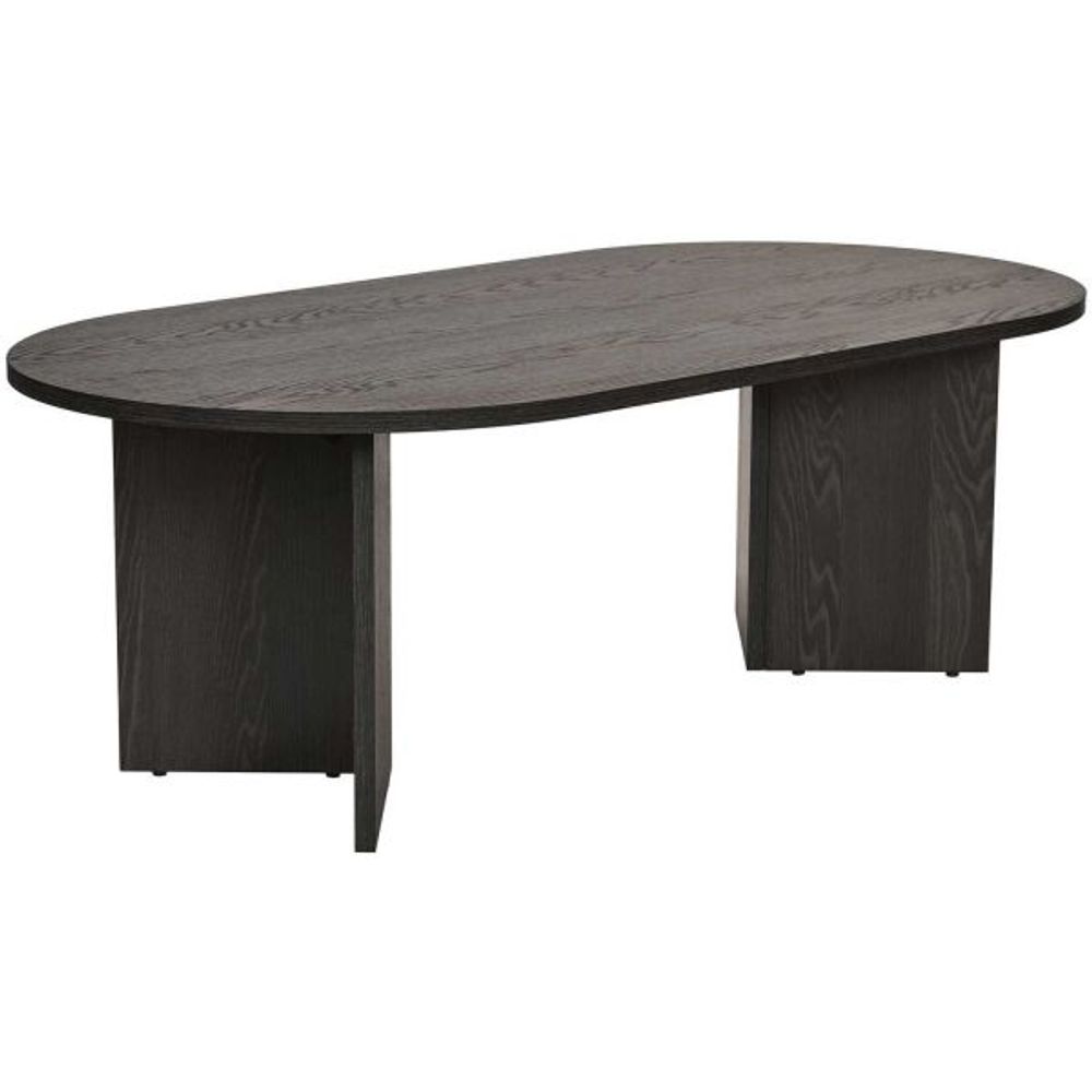 Table basse ovale en aggloméré sable bois noir