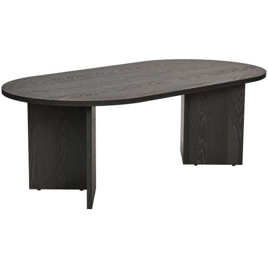 Table basse ovale en aggloméré sable bois noir